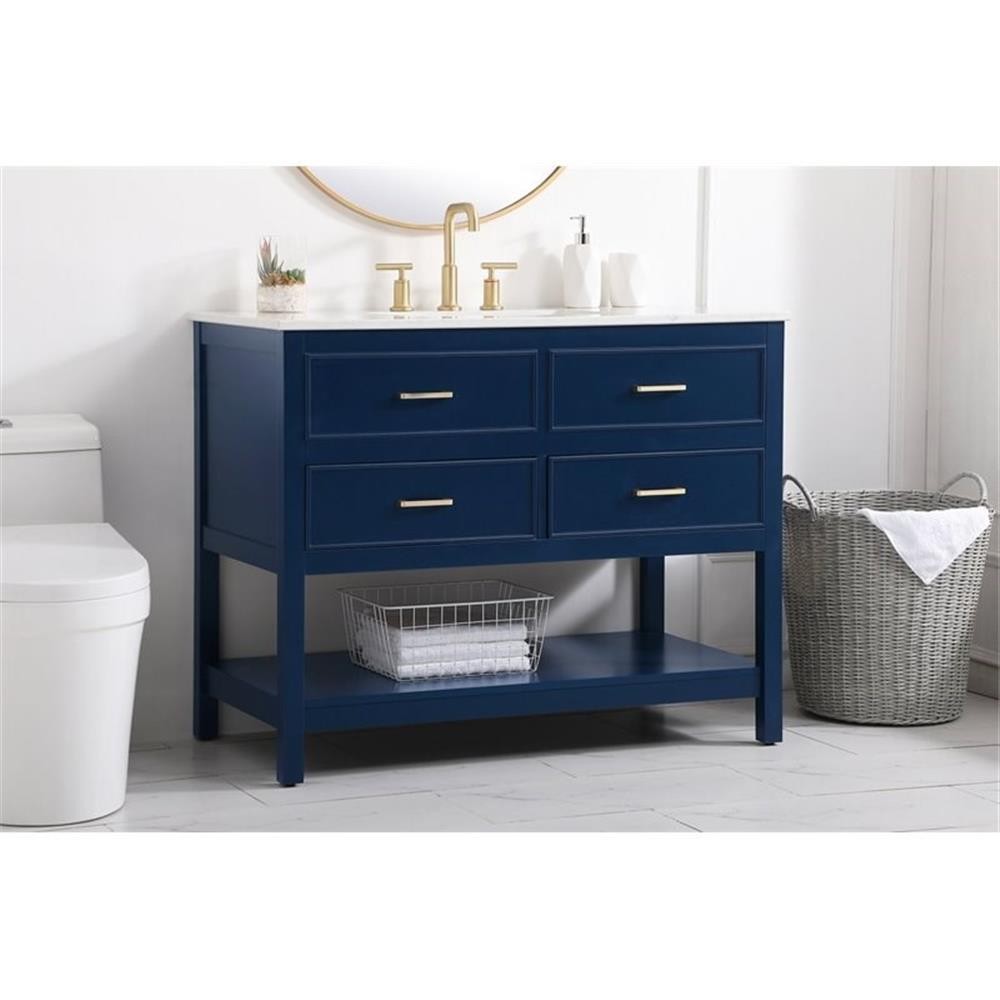 Elegant Decor Sinclaire 42″ Aluminum Alloy & MDF Single Bathroom Vanity in Blue