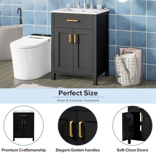 Ample Storage Bathroom Sink Vanity Solid Wood Frame 48 inch Vanity Bathroom