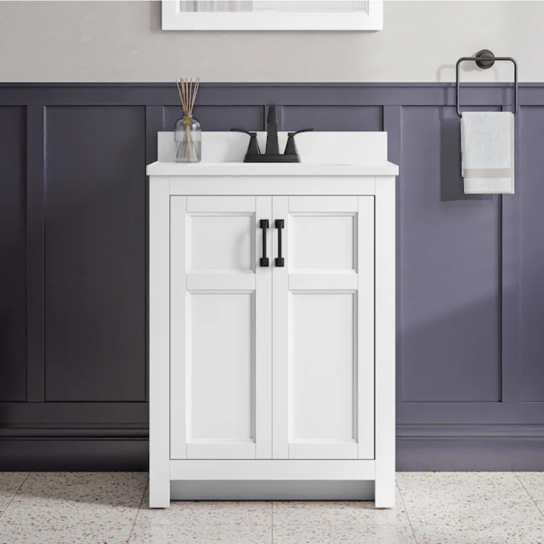 Style Selections Lowry 24-in Bathroom Vanity White Cultured Marble Top 2 Doors