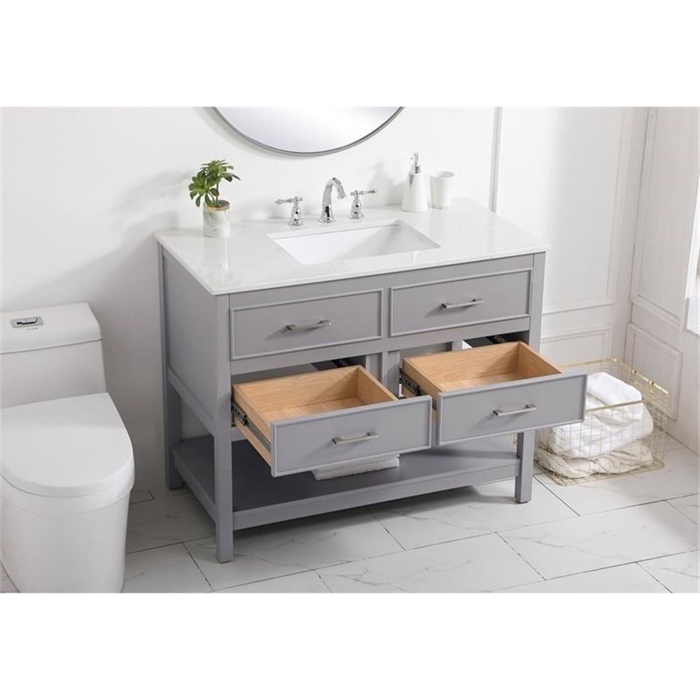 Elegant Decor Sinclaire 42″ Aluminum Alloy & MDF Single Bathroom Vanity in Gray