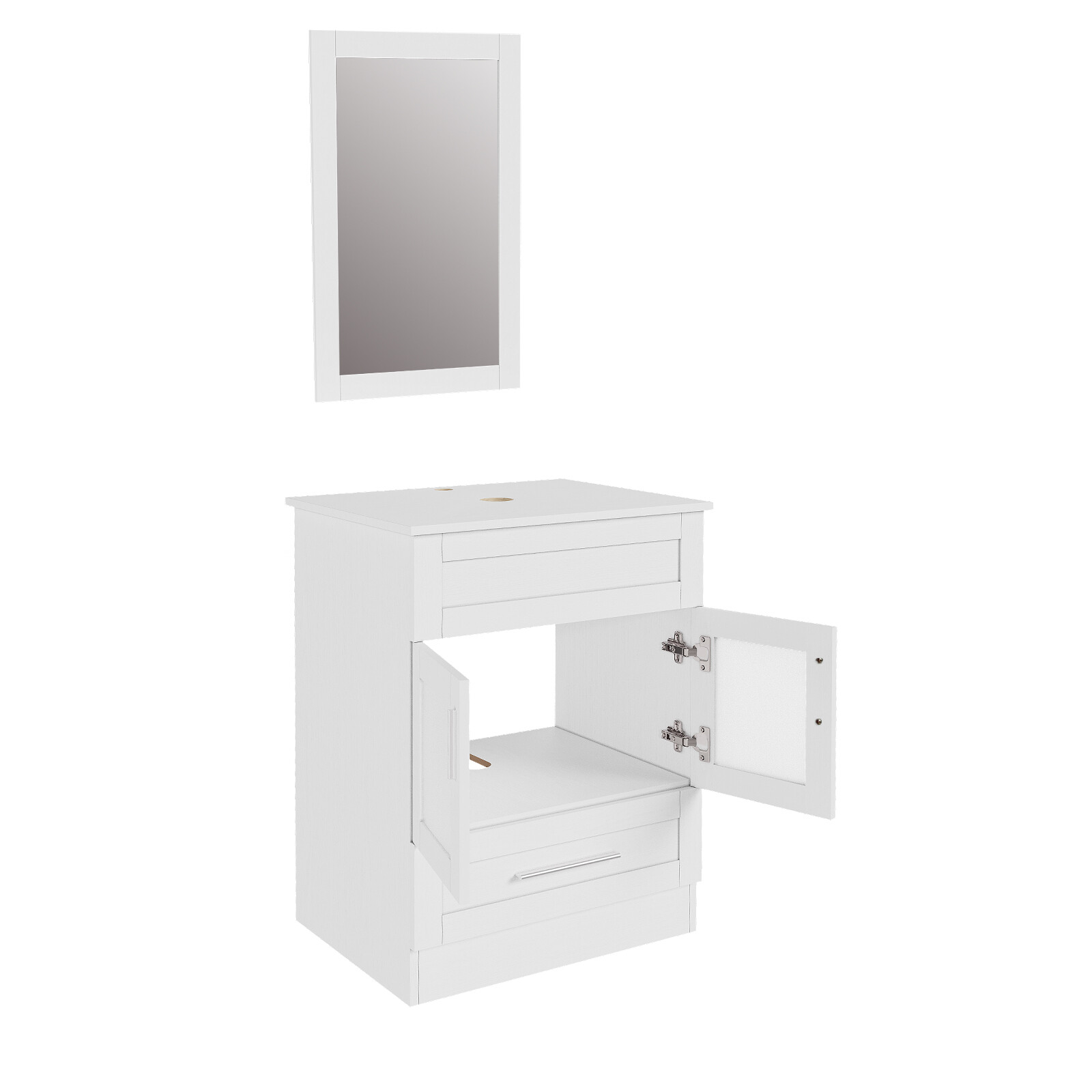 24 in Bathroom Vanity Single Cabinet with Vessel Sink Mirror Combo Faucet Drain