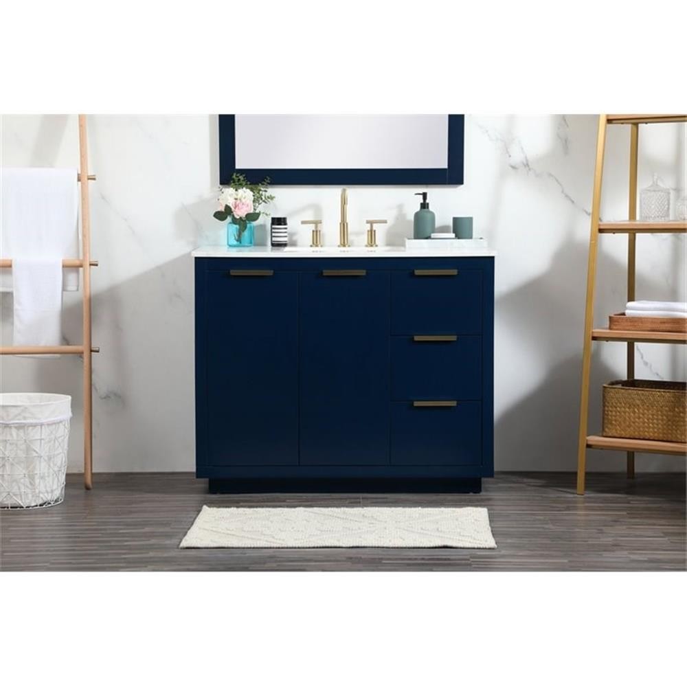 Elegant Decor Blake 42″ Aluminum Alloy MDF Single Bathroom Vanity in Blue
