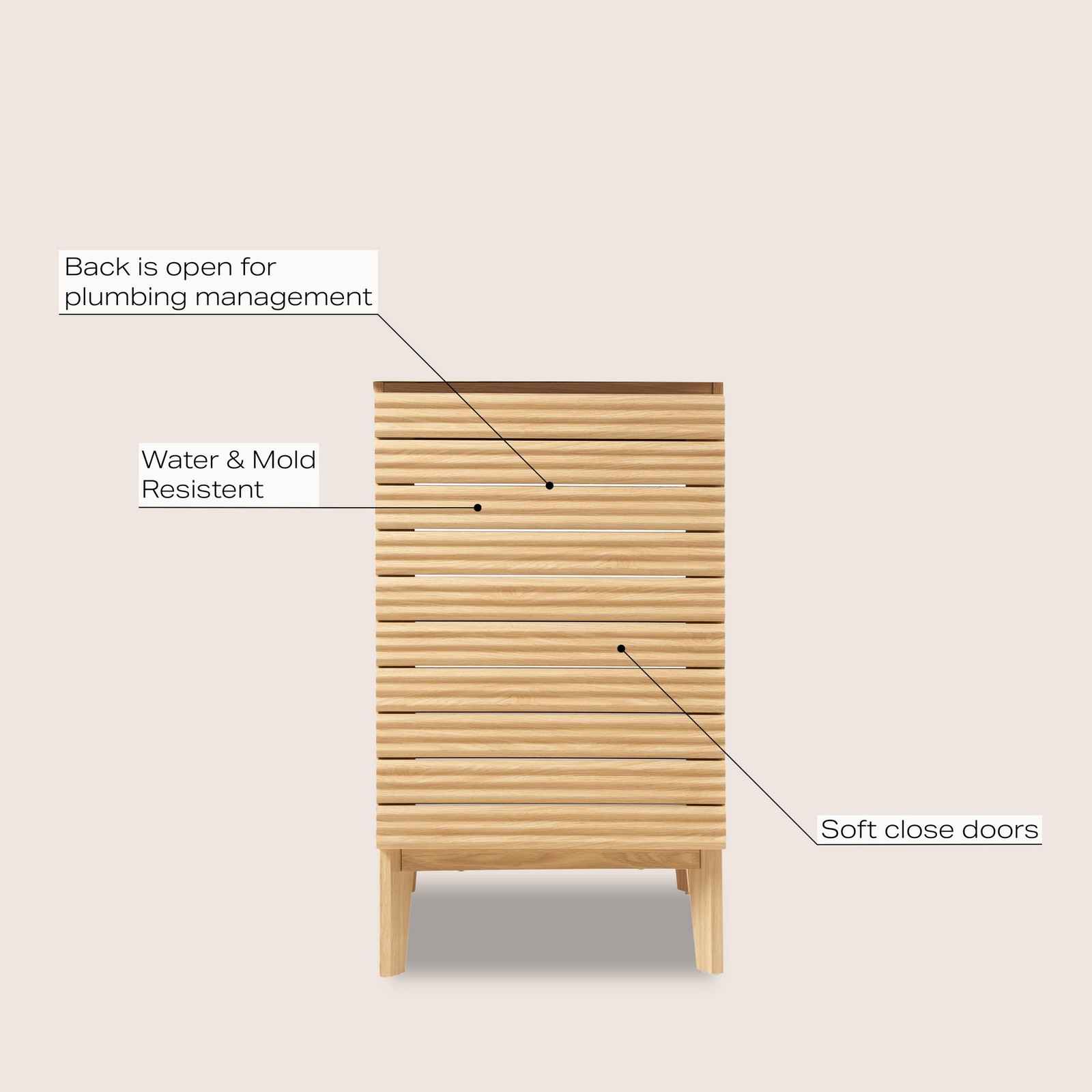 Calandre 20 in. W x 18 in. D x 33 in. H Thin Linear Slat Modern Farmhouse 2-Shel