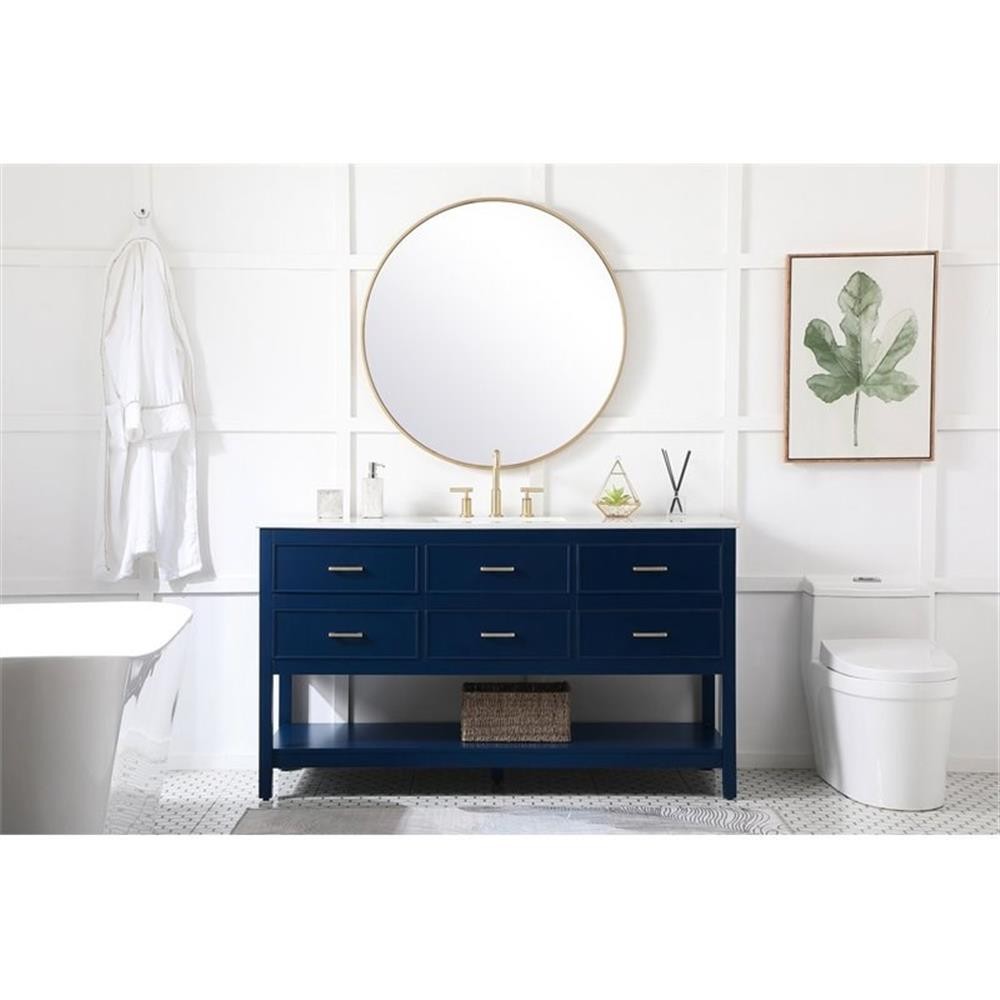 Elegant Decor Sinclaire 60″ Aluminum Alloy & MDF Single Bathroom Vanity in Blue