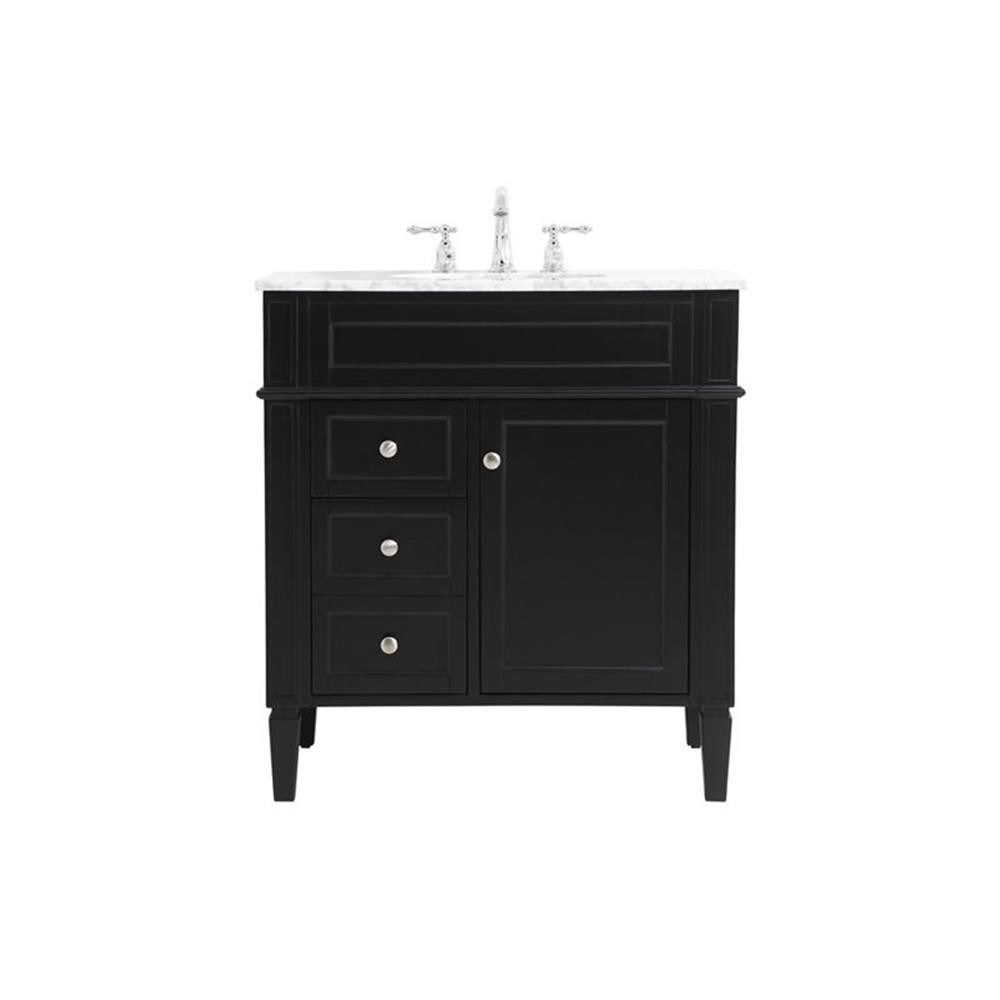 Elegant Decor Park Avenue 32″ Solid Wood & Metal Single Bathroom Vanity in Black