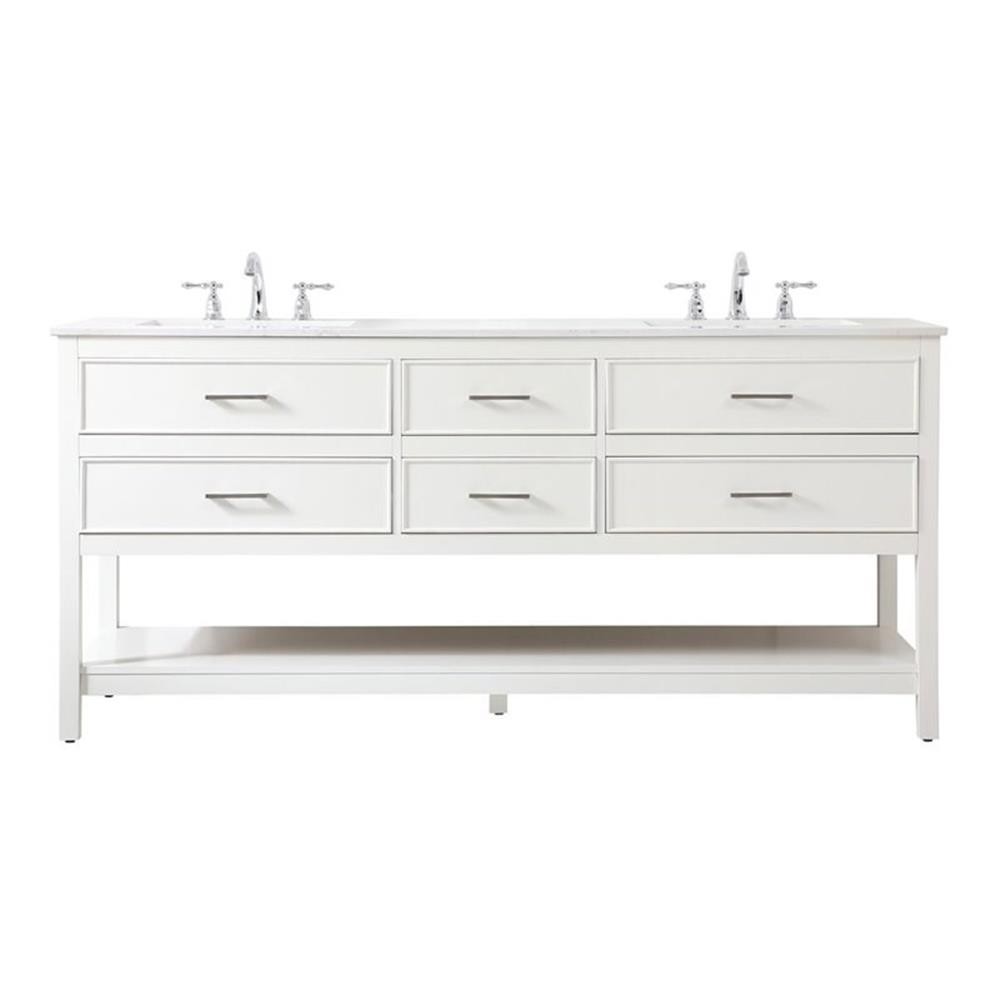 Elegant Decor Sinclaire 72″ Aluminum Alloy & MDF Double Bathroom Vanity in White