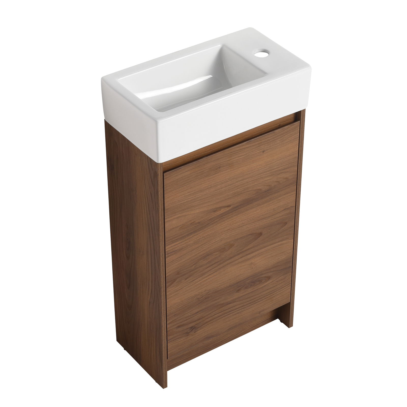 18in Free Standing Bathroom Vanity Cabinet W/ Ceramic Sink Basin for Small Space