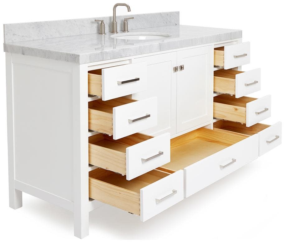 Ariel A060SCW5OVO Cambridge 60″ – White / Italian Carrara Marble Top / Brushed