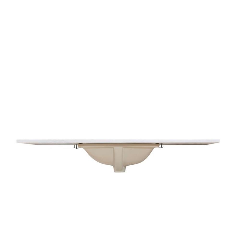 Pemberly Row 49″ Composite Stone Single Basin Vanity Top – White w/ White Basin