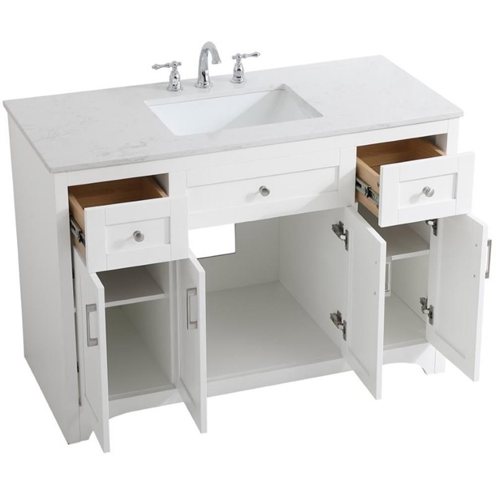 Elegant Decor Moore 48″ Single Quartz Top Bathroom Vanity in White