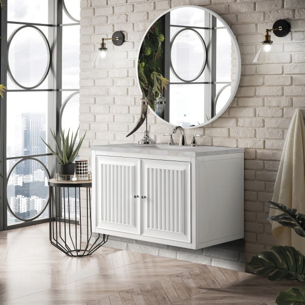 36″ James Martin Athens E645-V36-GW-3VSL Vanity Cabinet Victorian Silver Top