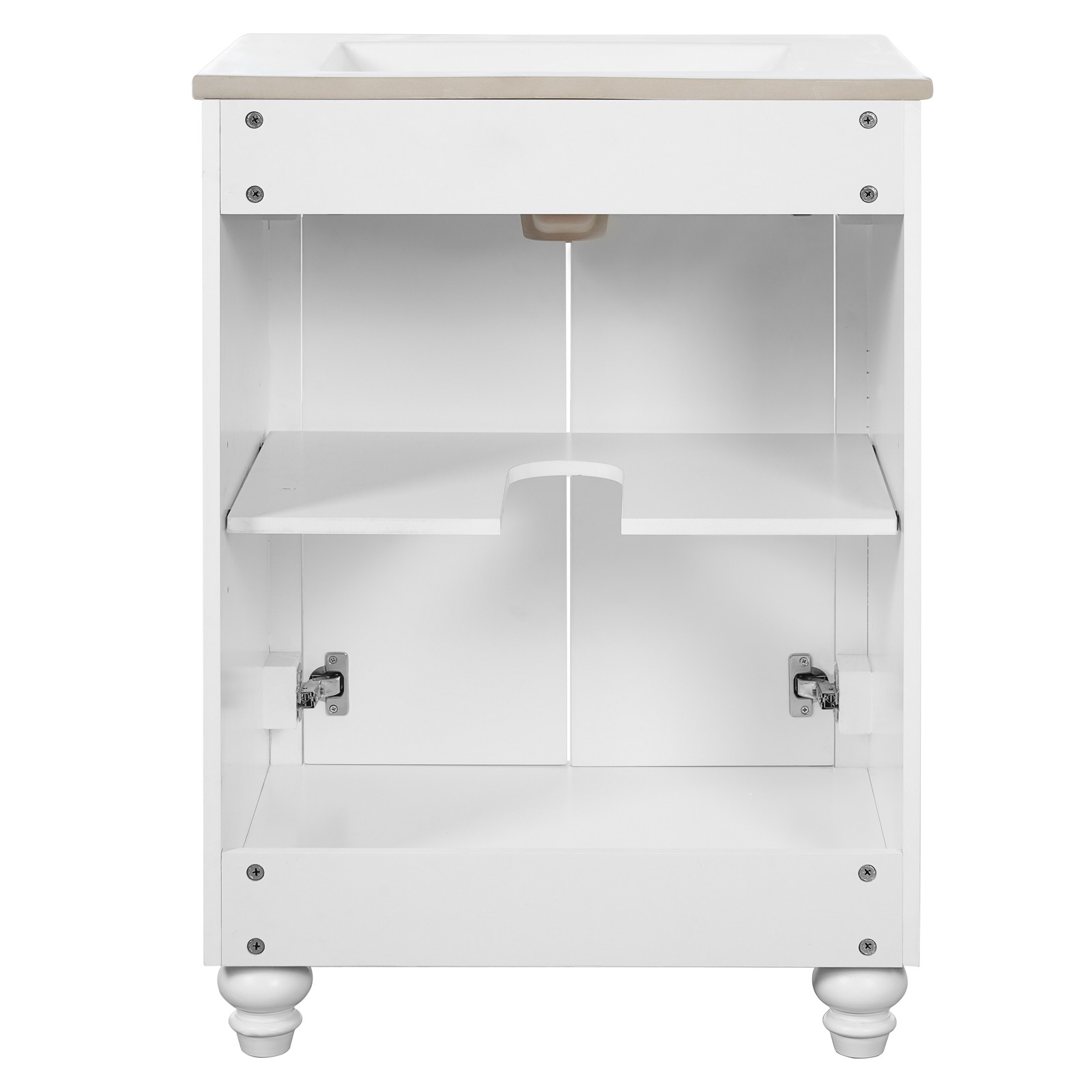 24″ Modern Bathroom Vanity with Elliptical Motif & Soft-Close Hinges