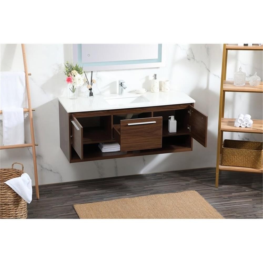 Elegant Decor Roman 48″ Aluminum Alloy MDF Single Bathroom Vanity in Walnut