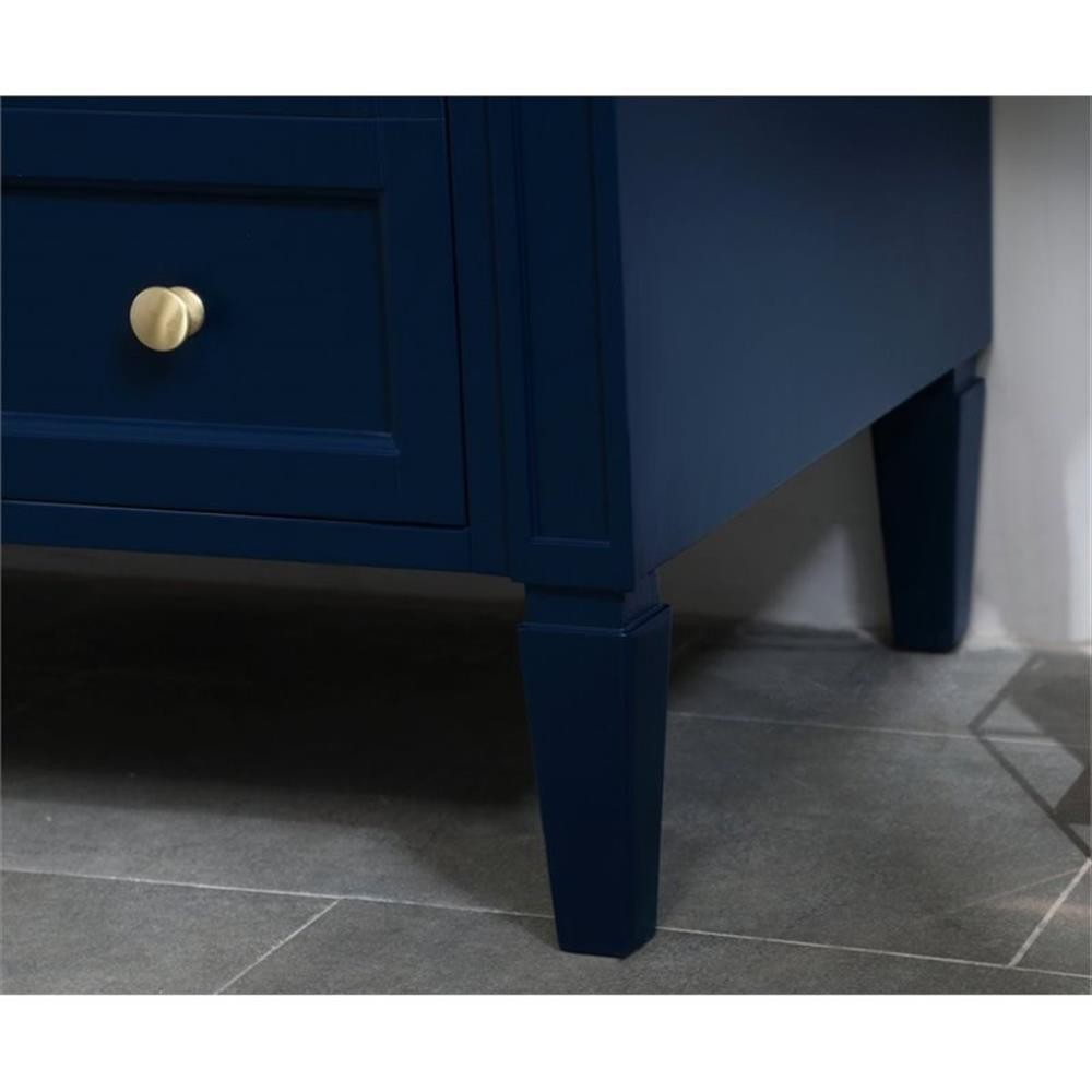 Elegant Decor Park Avenue 42″ Metal MDF Marble Single Bathroom Vanity in Blue