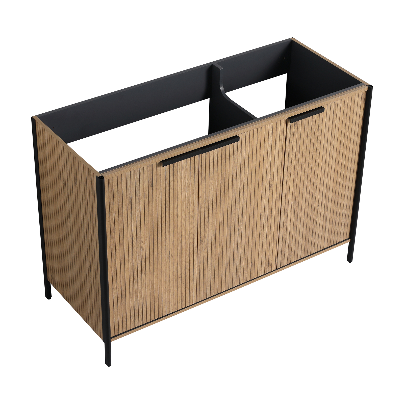 48″ Plywood Freestanding Bathroom Vanity Without Sink Top Included With 3 Doors