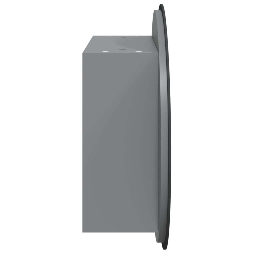 Bathroom Cabinet with Round Mirror&LED Gray 18.5″x18.5″x6.9″