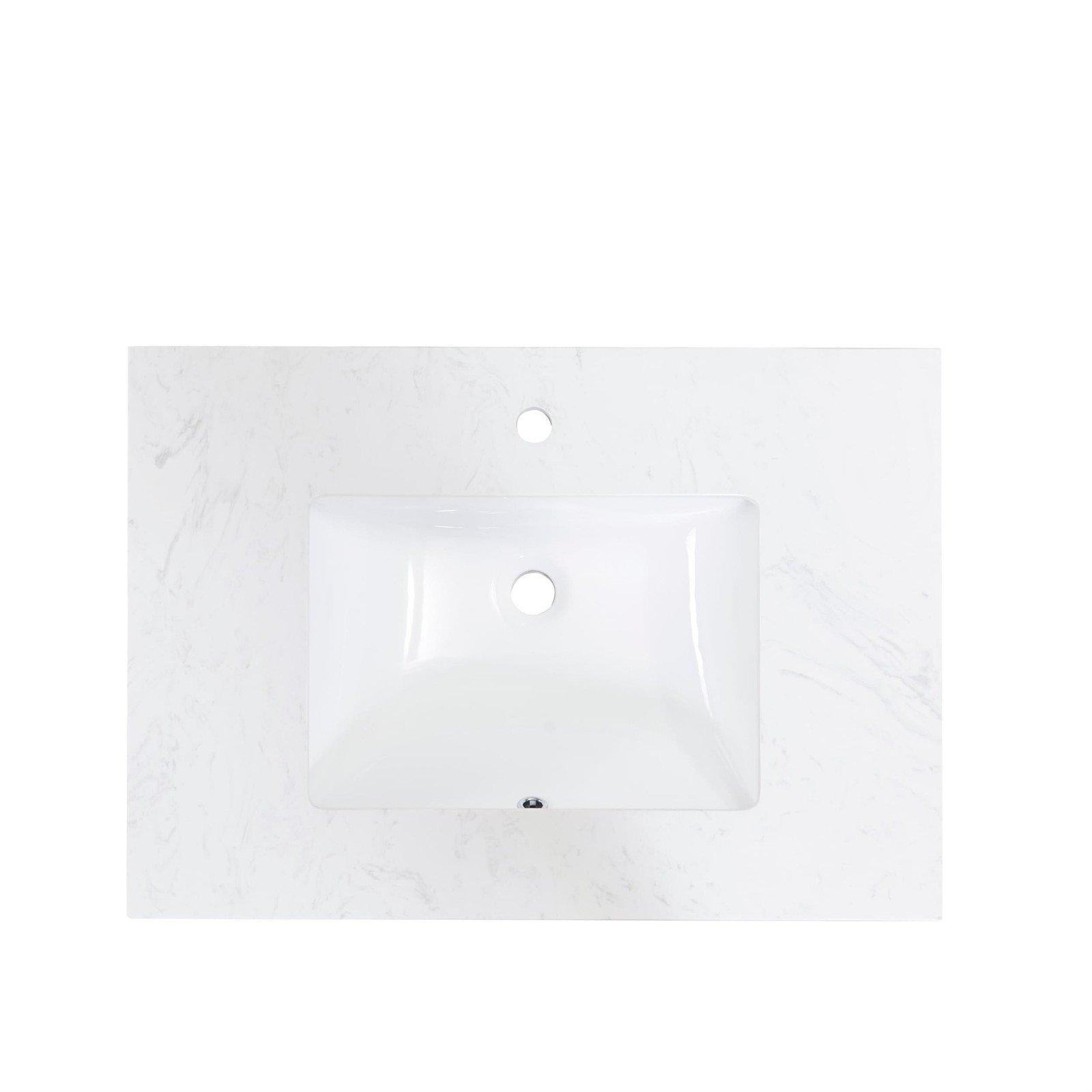 Pemberly Row 49″ Composite Stone Single Basin Vanity Top – White w/ White Basin