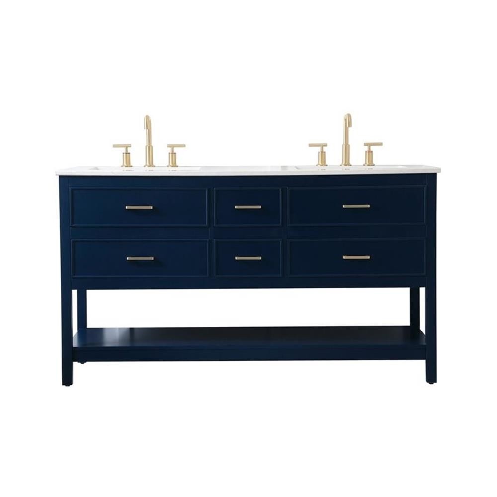 Elegant Decor Sinclaire 60″ Aluminum Alloy & MDF Double Bathroom Vanity in Blue