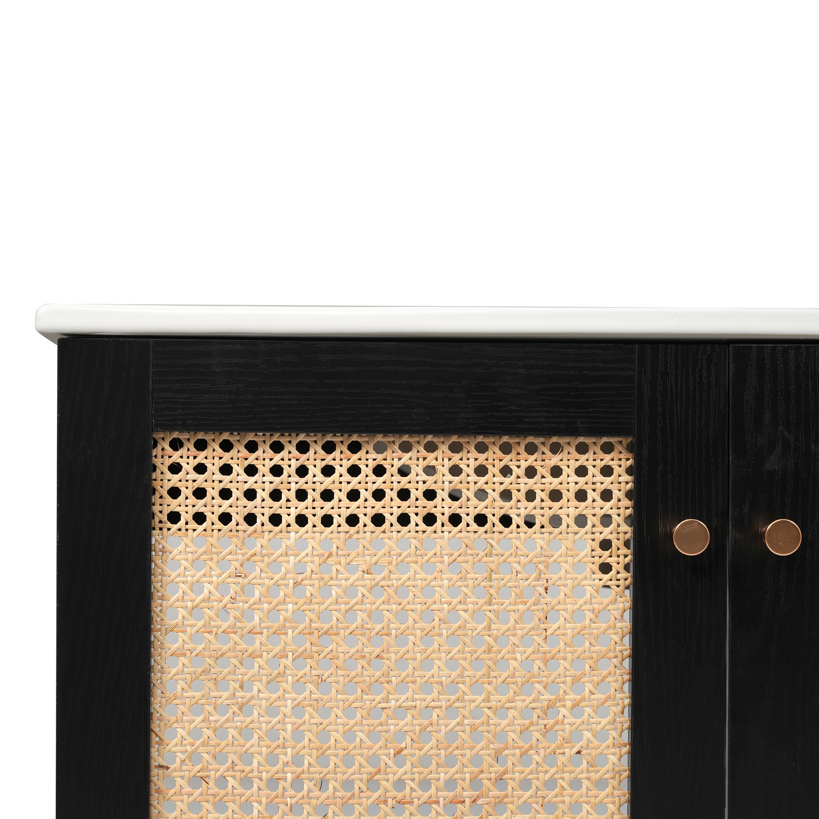 30-inch Bathroom Vanity w/Ceramic Sink Storage Cabinet w/Soft-Close Rattan Door