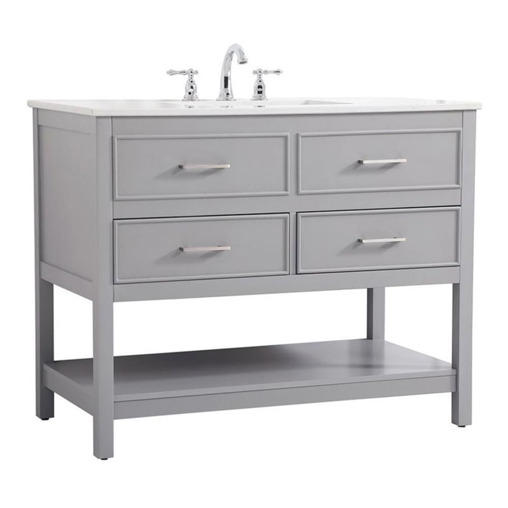 Elegant Decor Sinclaire 42″ Aluminum Alloy & MDF Single Bathroom Vanity in Gray