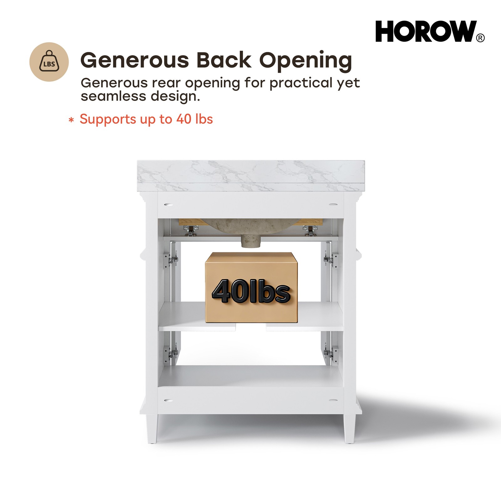 HOROW 30” Bathroom Vanity with Undermount Basin Freestanding Storage Cabinet