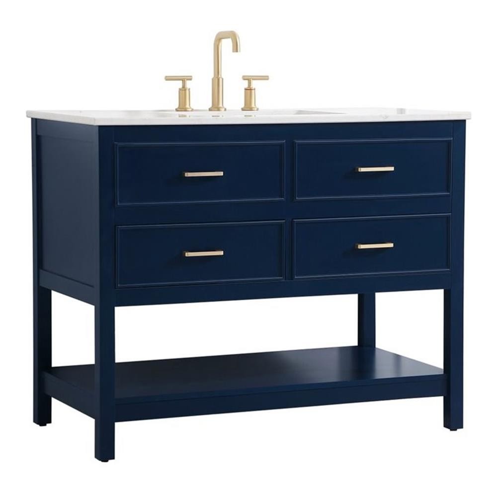 Elegant Decor Sinclaire 42″ Aluminum Alloy & MDF Single Bathroom Vanity in Blue