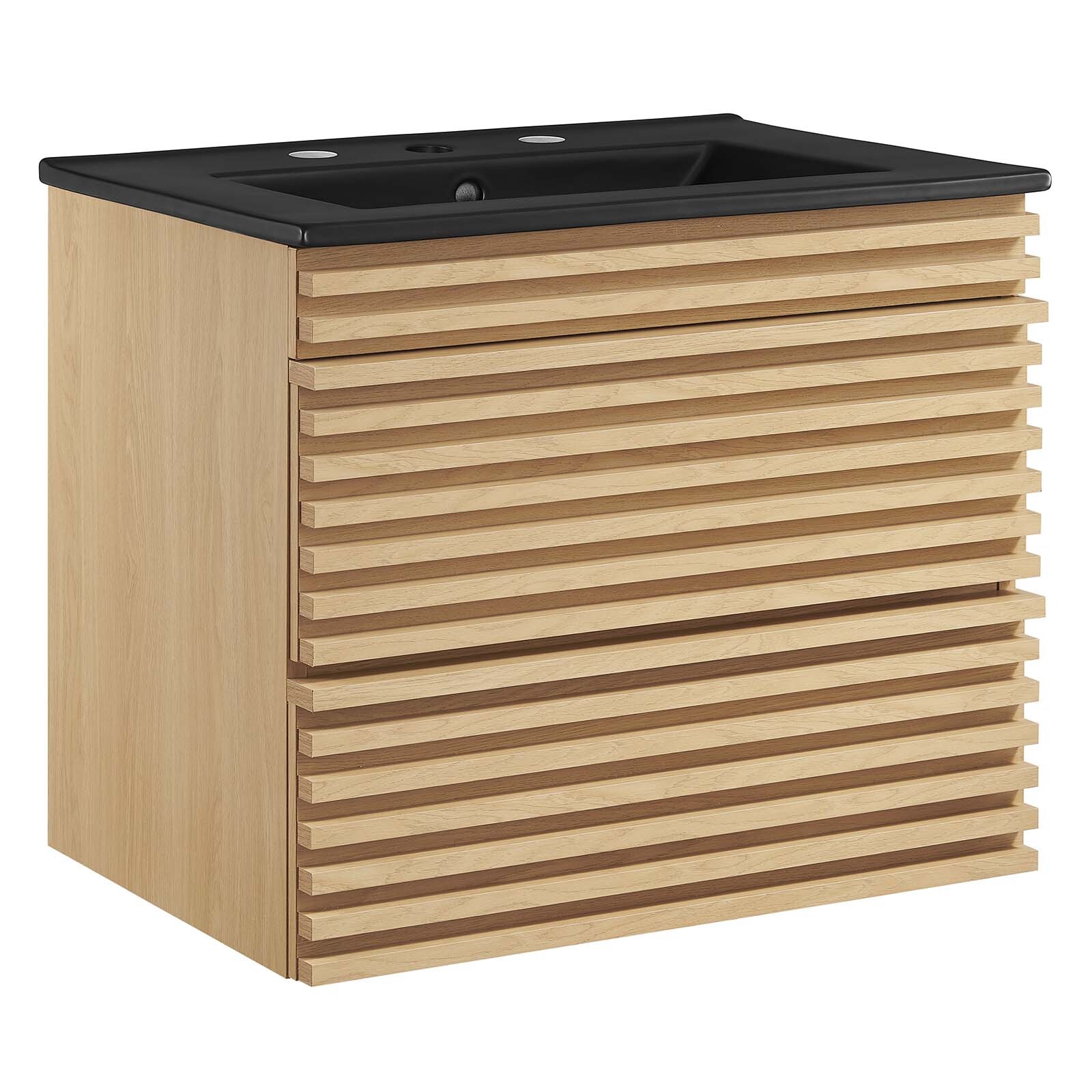 Modway Render 24″ Wall-Mount Bathroom Vanity in Oak Black