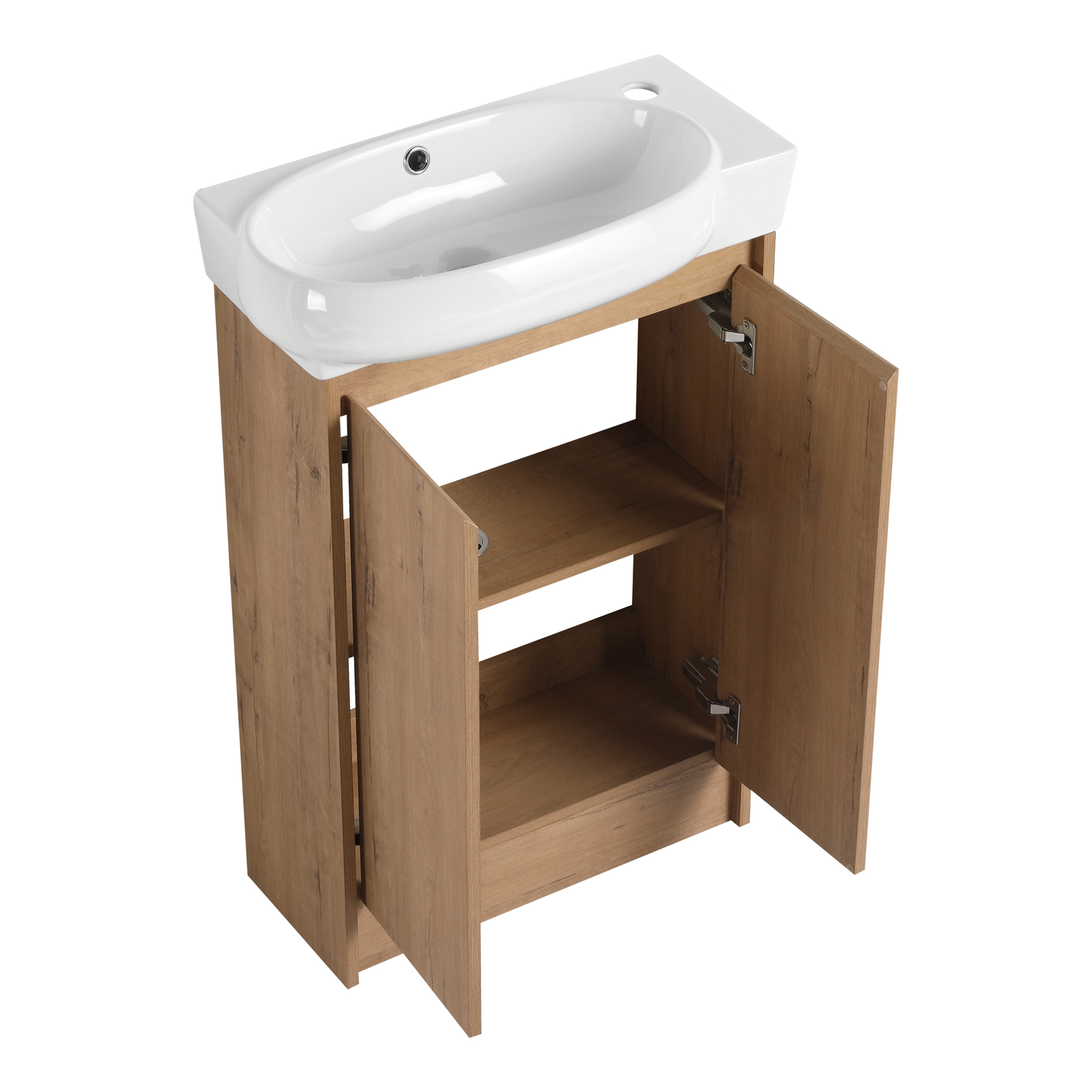 23 Inch Vanity Wood Bathroom Vanity Cabinet W/ Countertop Ceramic Sink Combo Oak