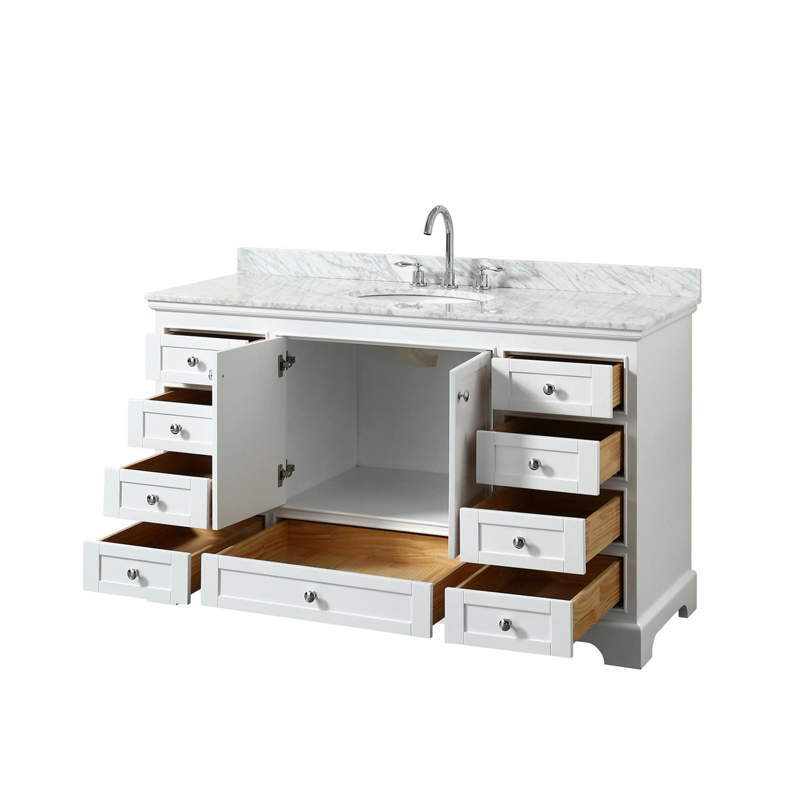 Wyndham Collection WCS202060SCMUNOMXX Deborah 60″ – White / White Carrara Marble