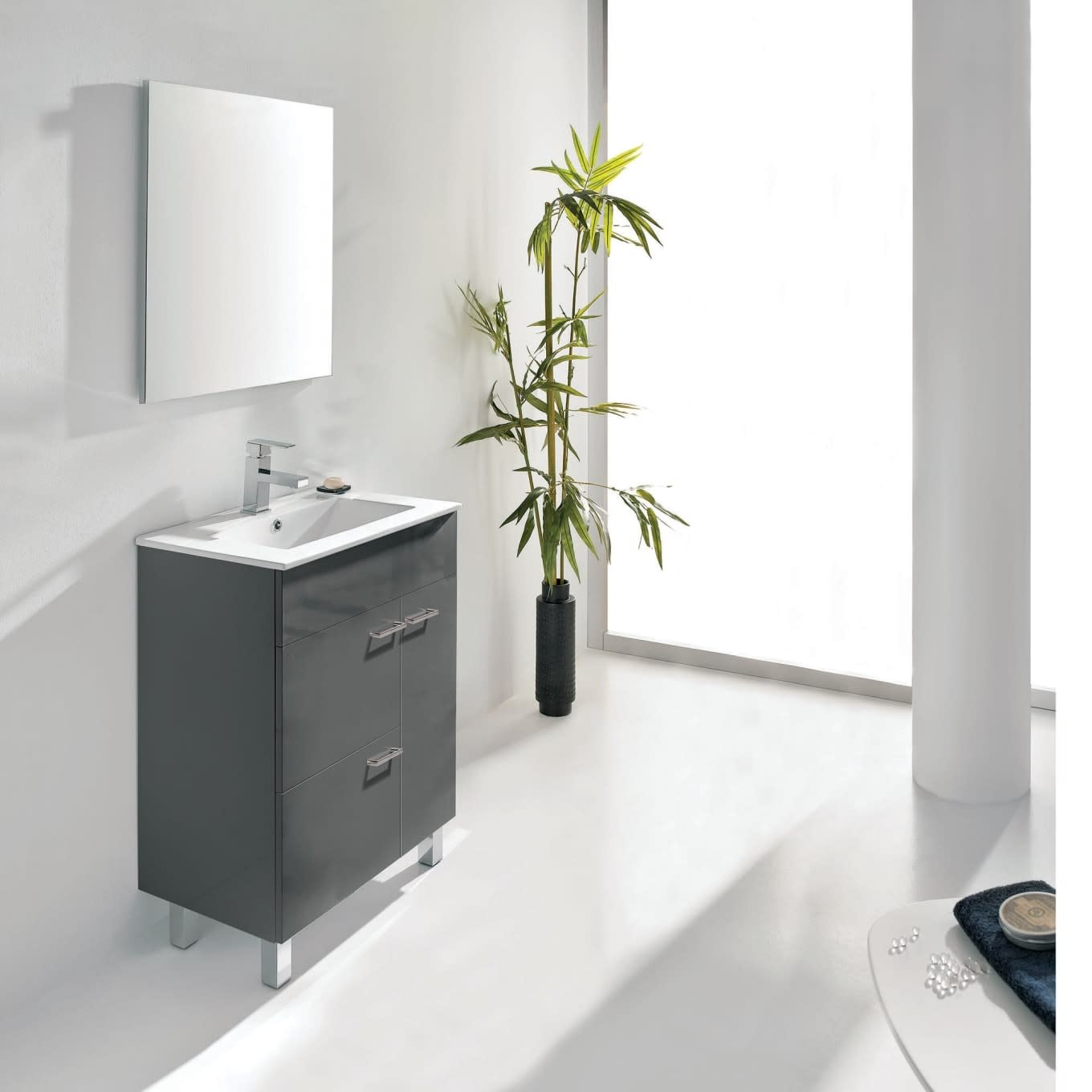 WS Bath Collections Elegance 80 Set Elegance 31-1/2″ – Glossy Anthracite