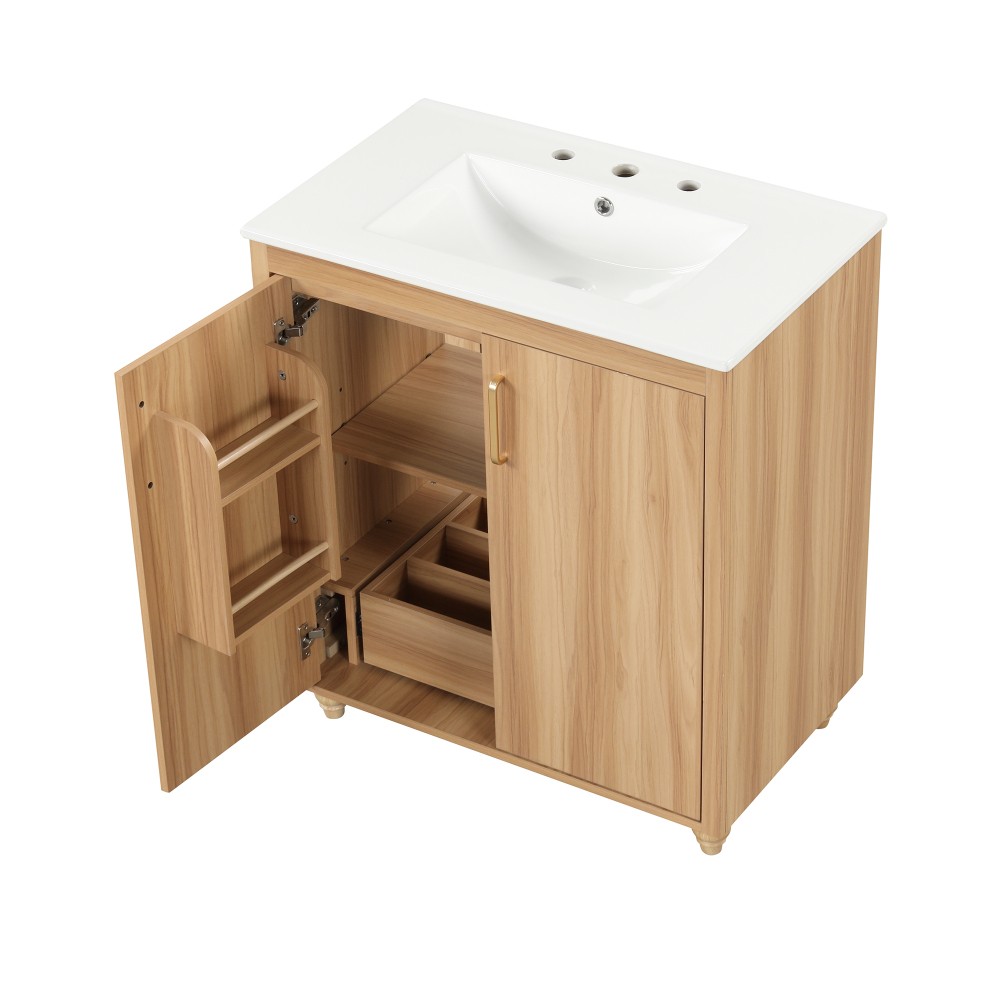 30″ Bathroom Vanity with Sink Combo Multi-functional Bathroom Cabinet with Doors