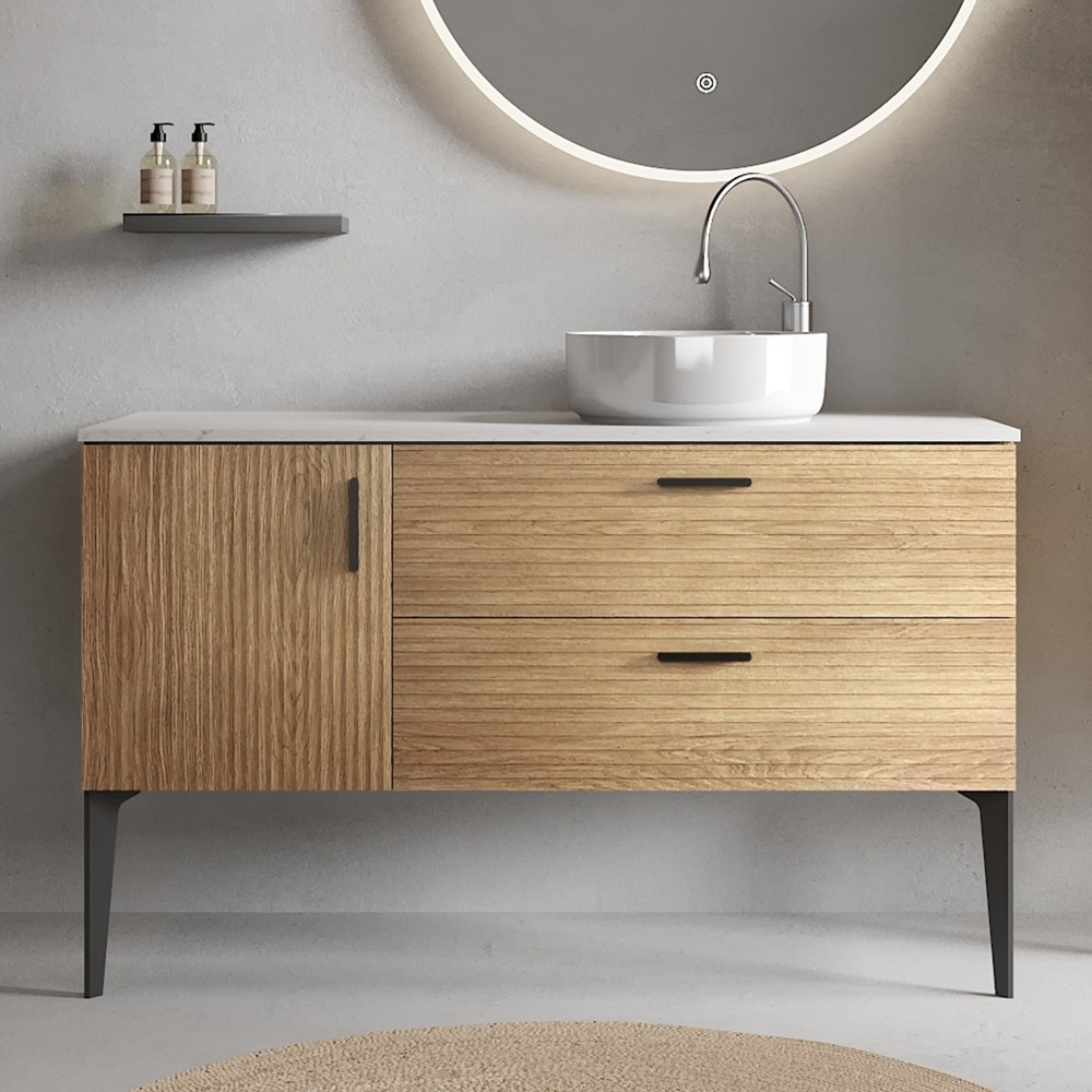 48″ Bathroom Vanity with Sink, Freestanding Vanity Cabinet, 2 Drawers,Metal Legs