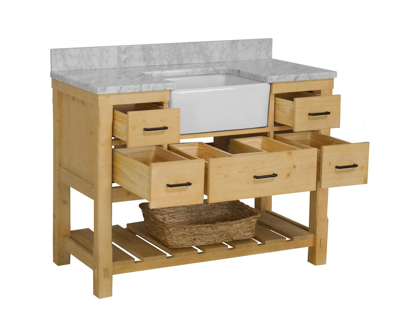 Charlotte 48-inch Farmhouse Vanity with Carrara Marble Top