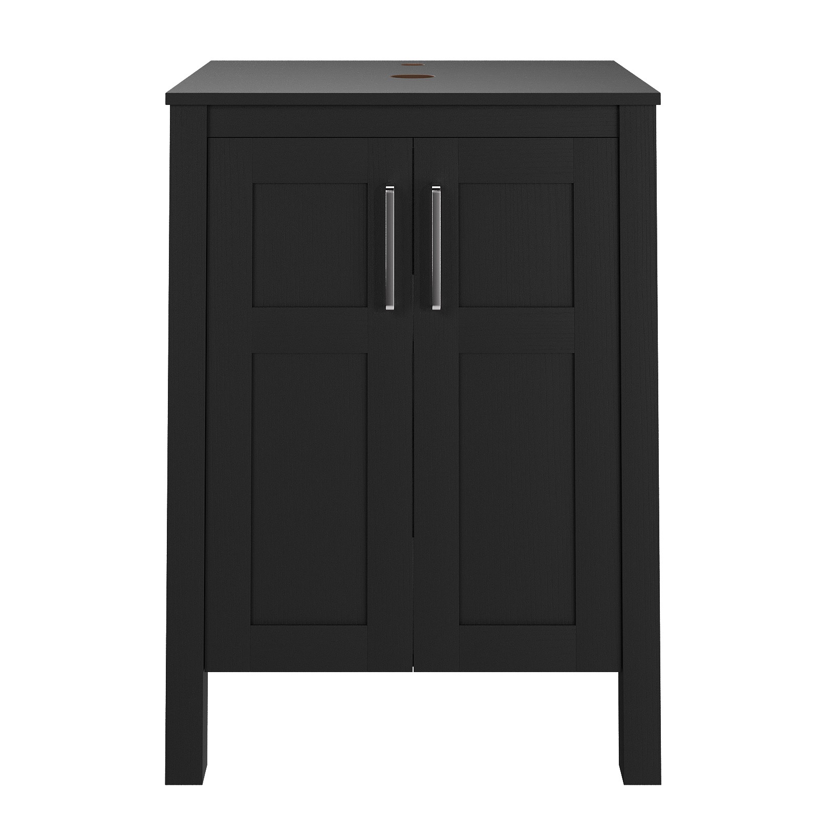24 Inch Bathroom Vanity Cabinet with Vessel Sink Faucet & Drain Combo, Black