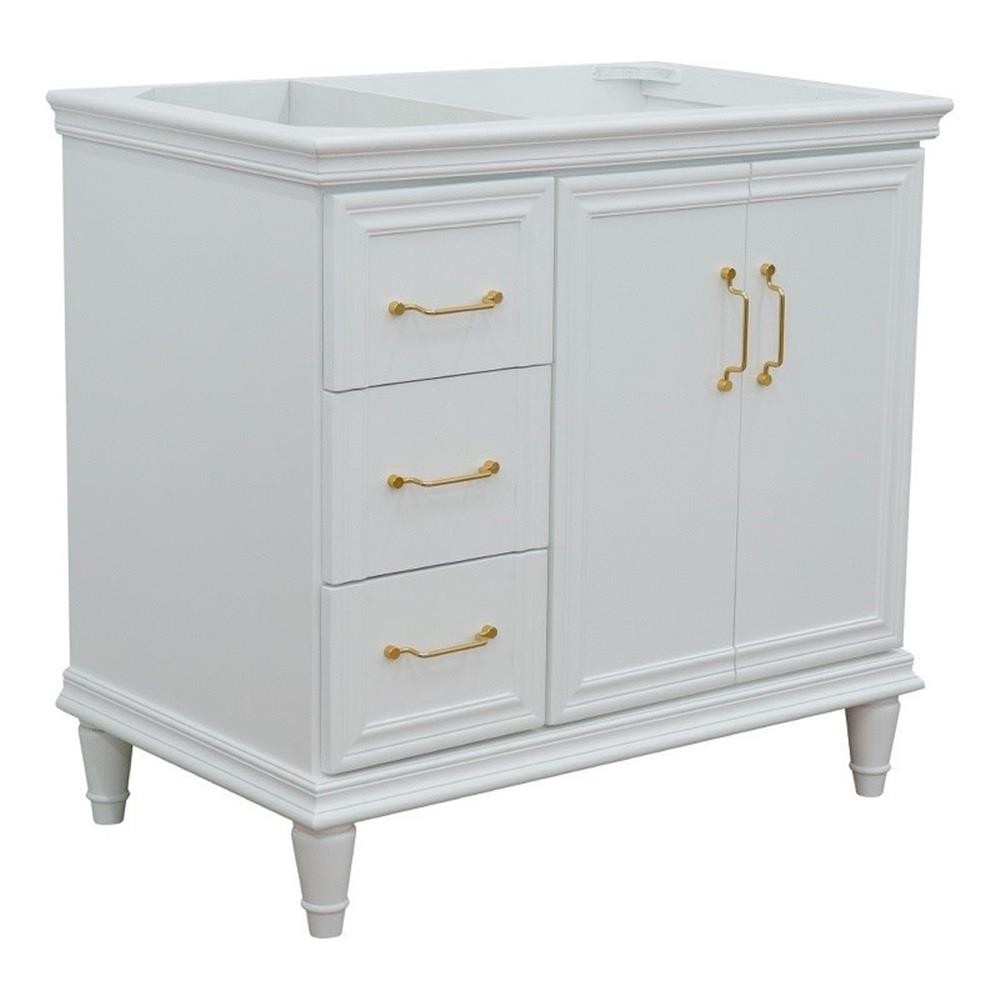 36 in. Single Wooden Vanity White Finish Right Door Cabinet Only