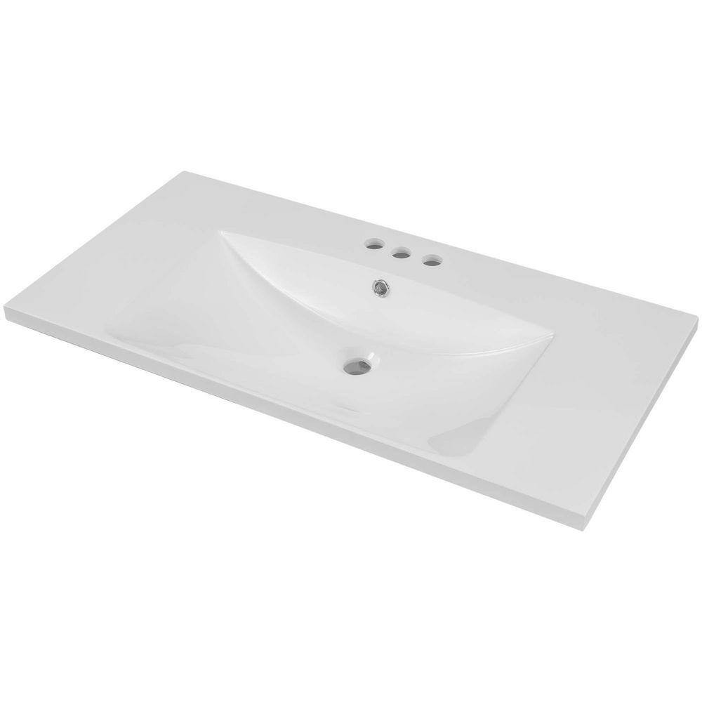 36 In. W X 18.03 In. D X 6.61 In. H Freestanding Bath Vanity Bathroom Sink in Wh