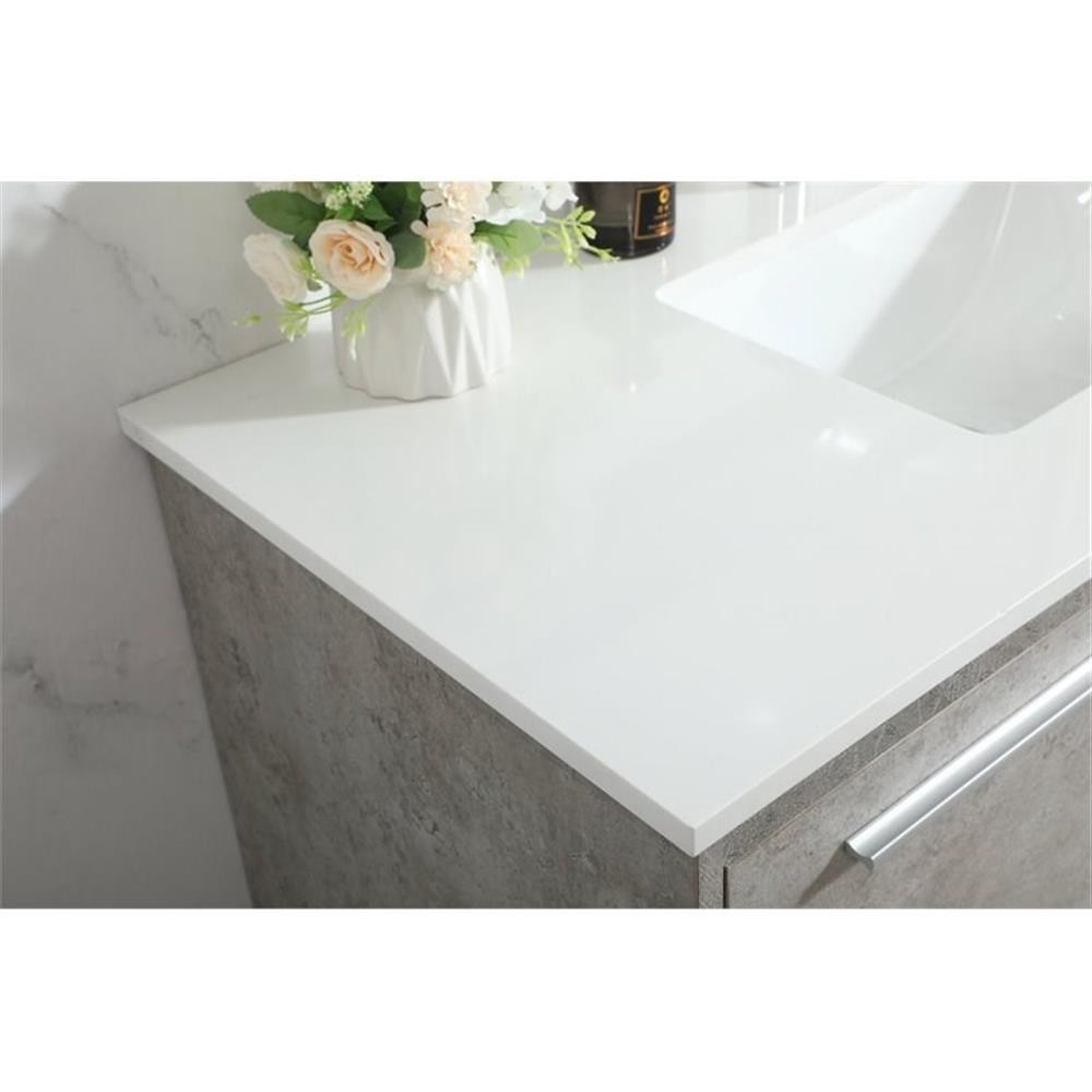 Elegant Decor Roman 40″ Aluminum Alloy MDF Single Bathroom Vanity in Gray
