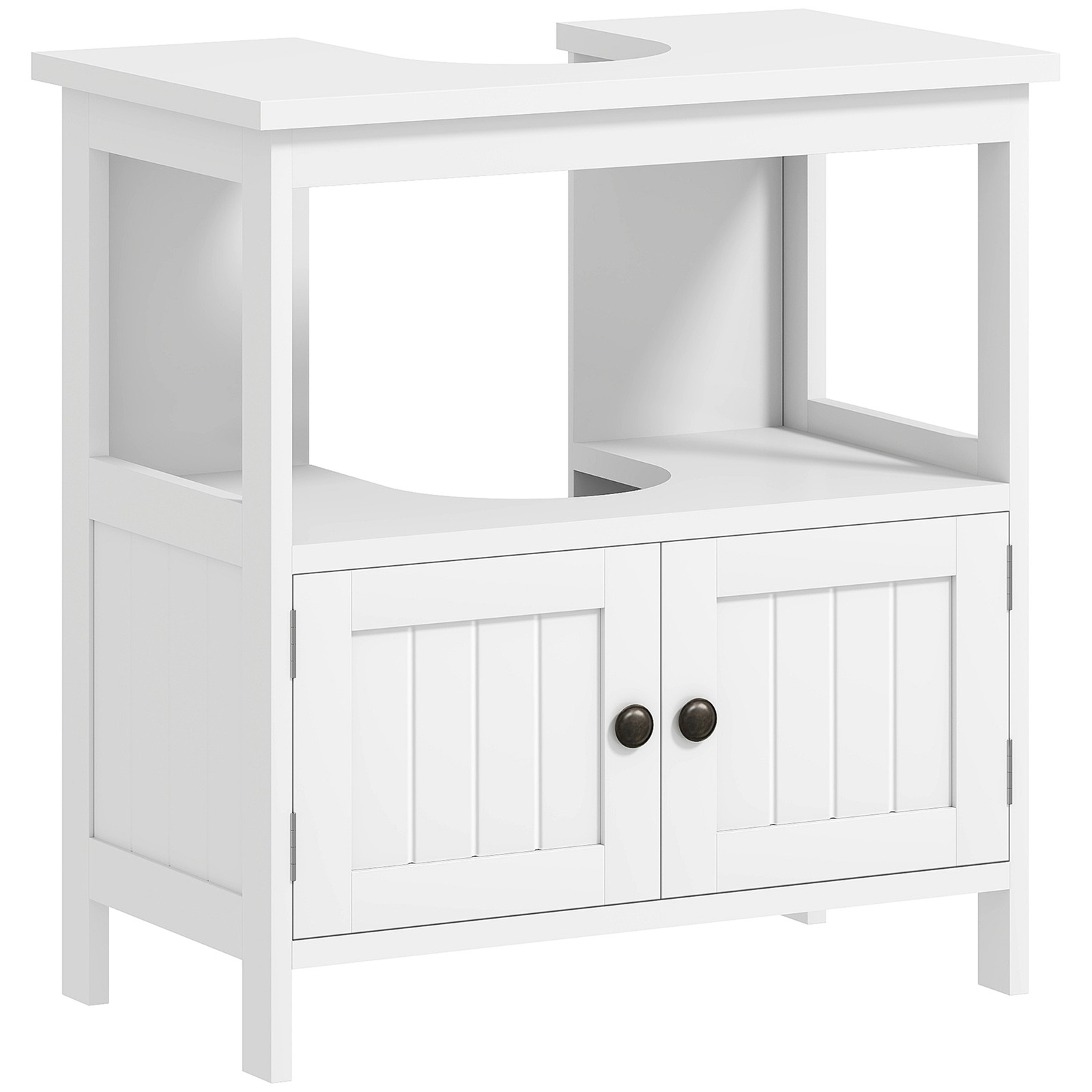 Pedestal Under Sink Cabinet w/ Doors, Storage Organizer, White, Used