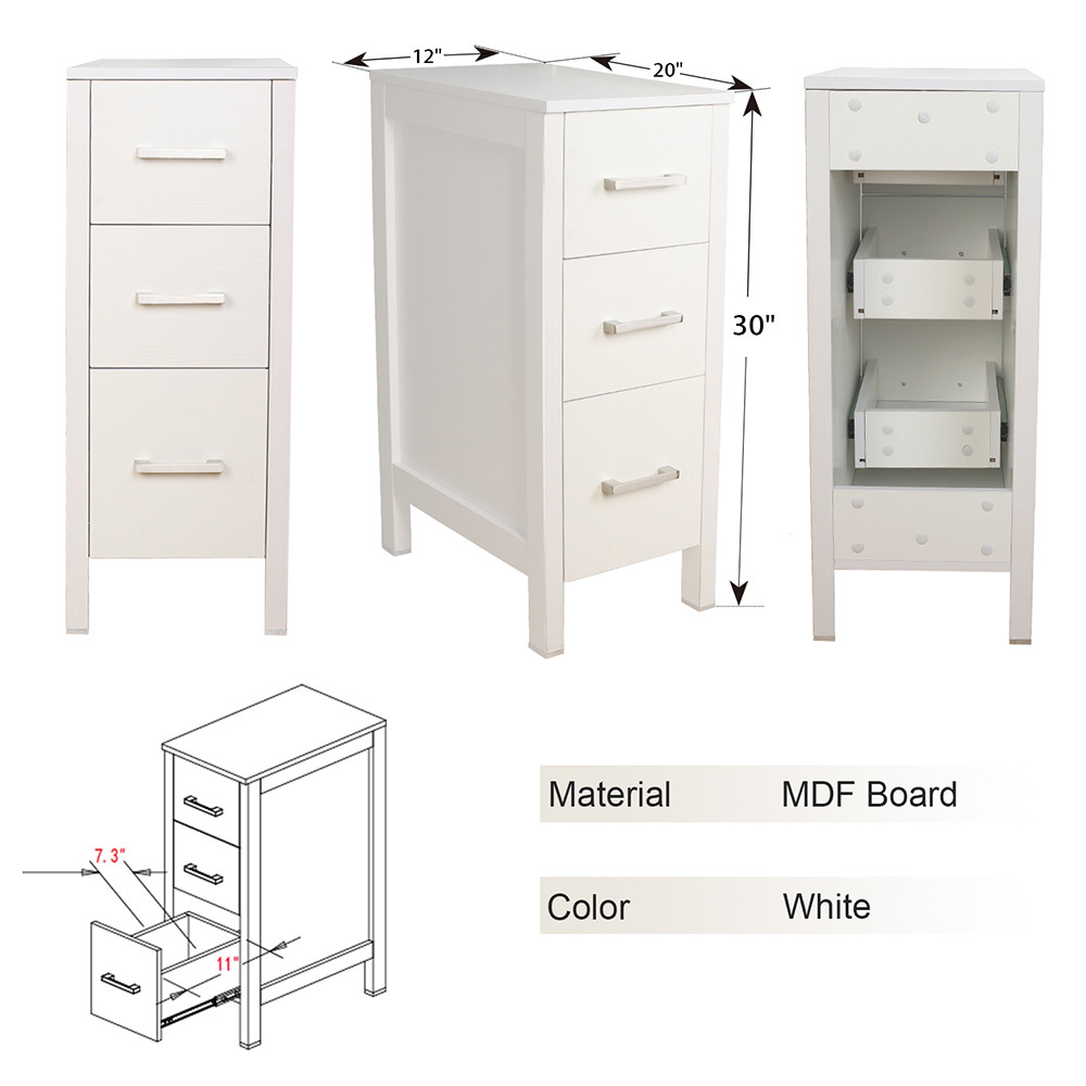 72″ Bathroom Vanity Set White Small Cabinet Combo W/ Vessel Glass Sink No Mirror