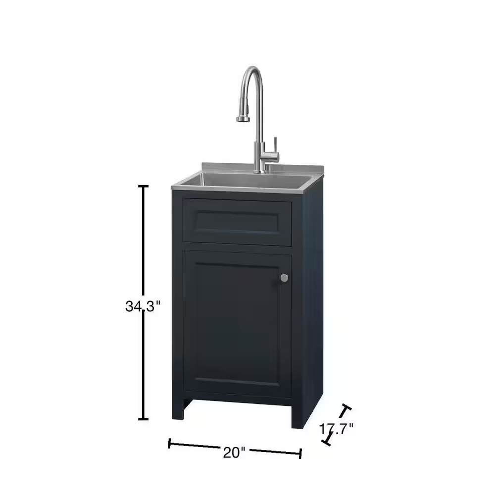 20 In. W Drop-In Laundry Sink with Faucet and Ready to Assemble Cabinet with CLI