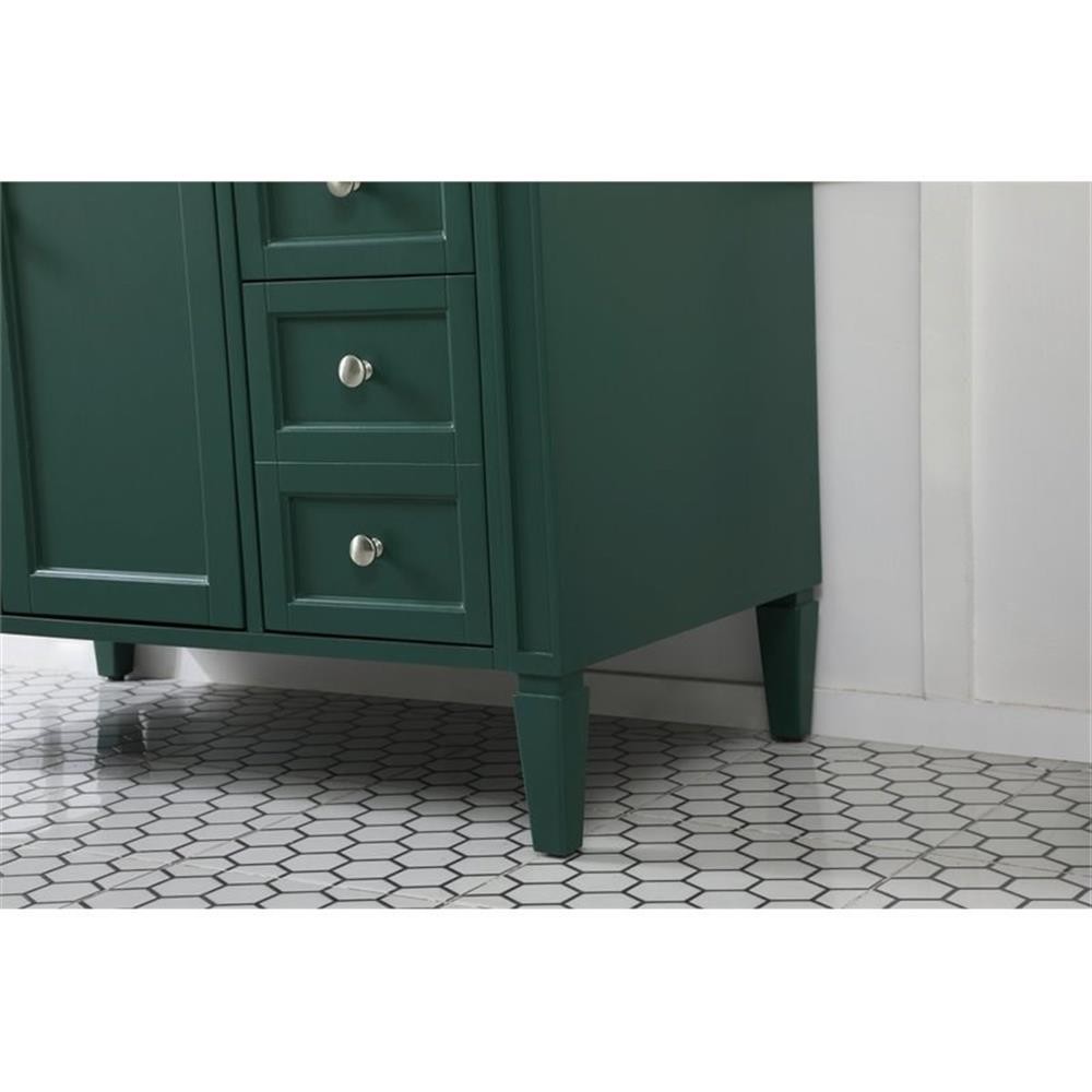 Elegant Decor Park Avenue 42″ Metal MDF Marble Single Bathroom Vanity in Green