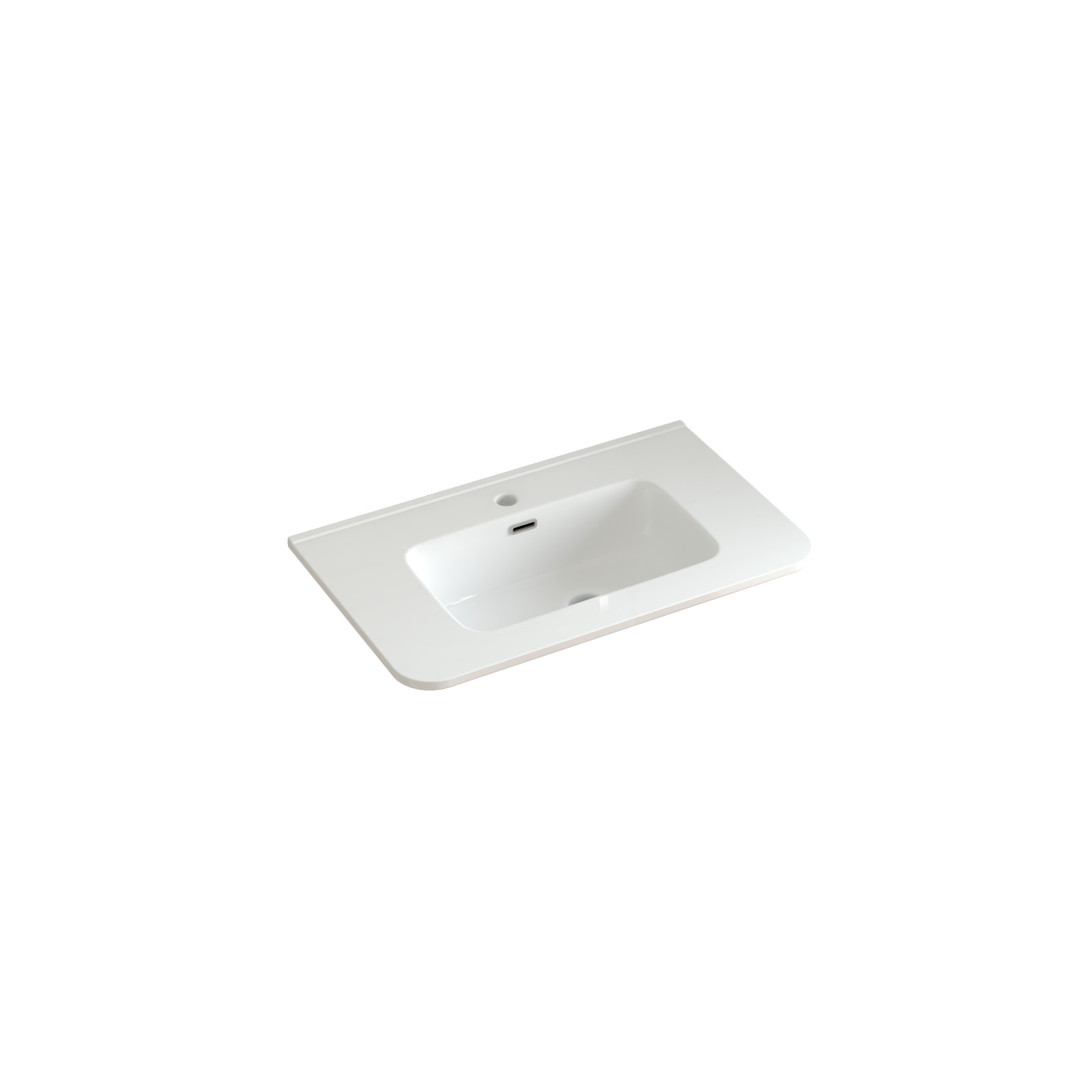 30″ Floating Bathroom Vanity in Walnut with White Ceramic Basin