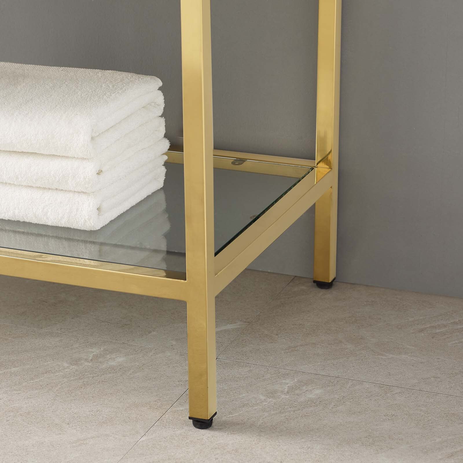Modway Kingsley 50″ Gold Stainless Steel Bathroom Vanity in Gold White