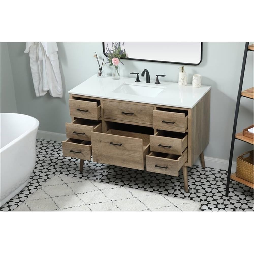 Elegant Decor Boise 48″ Aluminum MDF Single Bathroom Vanity in Natural Oak