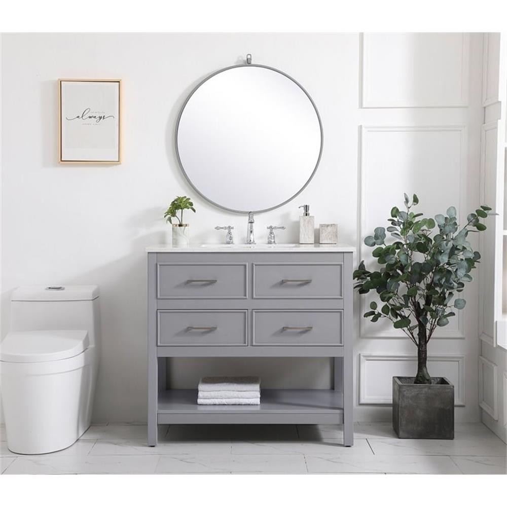 Elegant Decor Sinclaire 36″ Aluminum Alloy & MDF Single Bathroom Vanity in Gray
