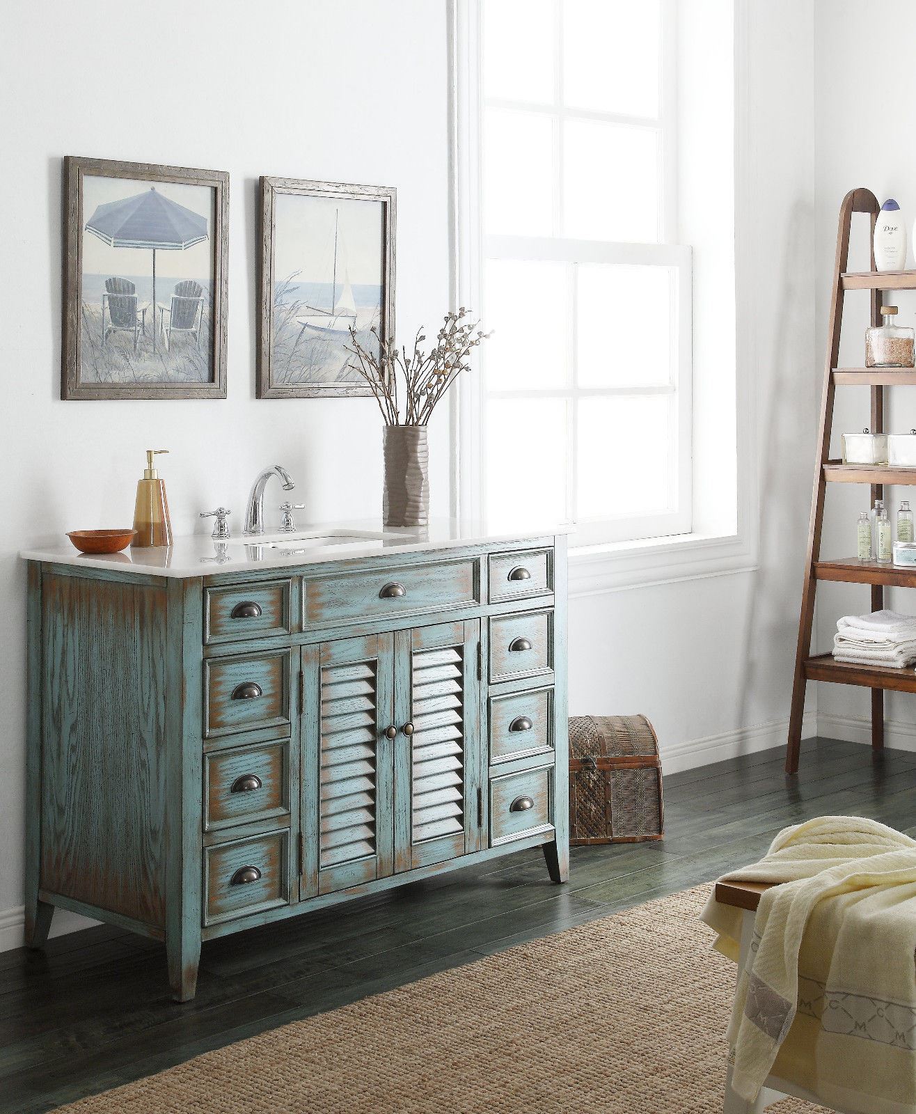 47 inch Cottage Style Abbeville Bathroon Sink Vanity w/Mirror – CF-28885BU-MIR