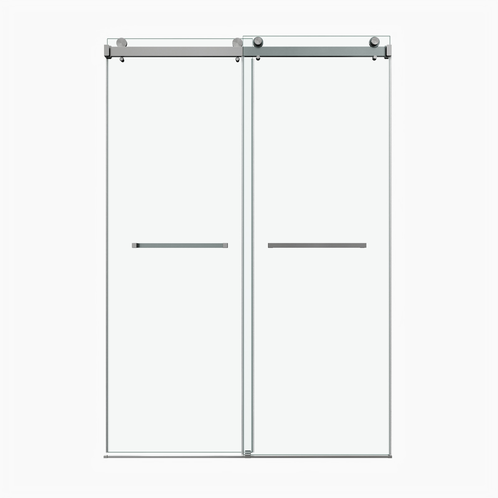 72x60in Frameless Sliding Shower Door, Brushed Nickel, 3/8in Tempered Glass