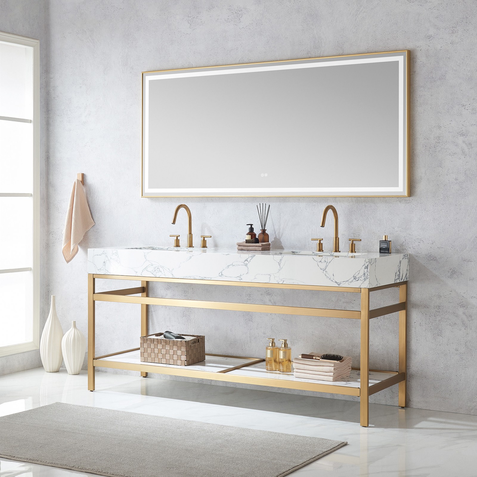 Miseno MV-702772M Ecija 72″ – Brushed Gold / Pandora White