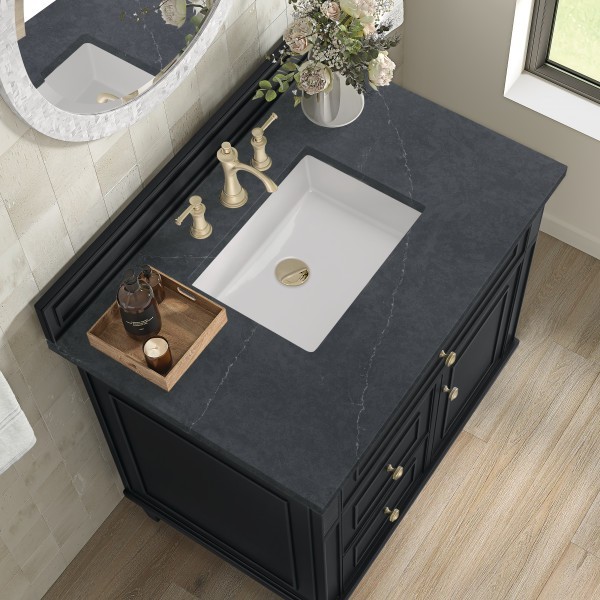 36″ James Martin Lorelai 424-V36-BKO-3CSP Vanity Cabinet Charcoal Soapstone Top