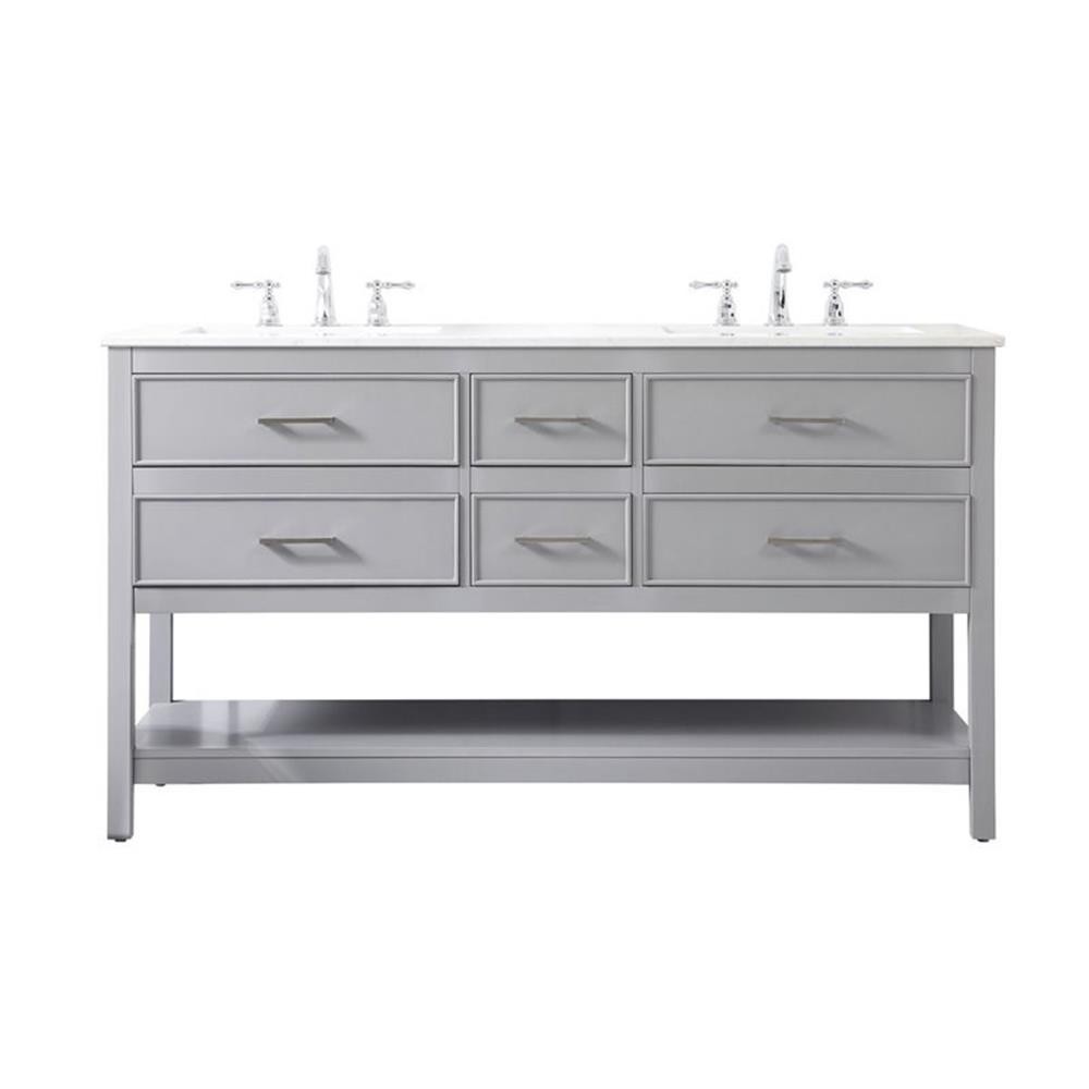 Elegant Decor Sinclaire 60″ Aluminum Alloy & MDF Double Bathroom Vanity in Gray